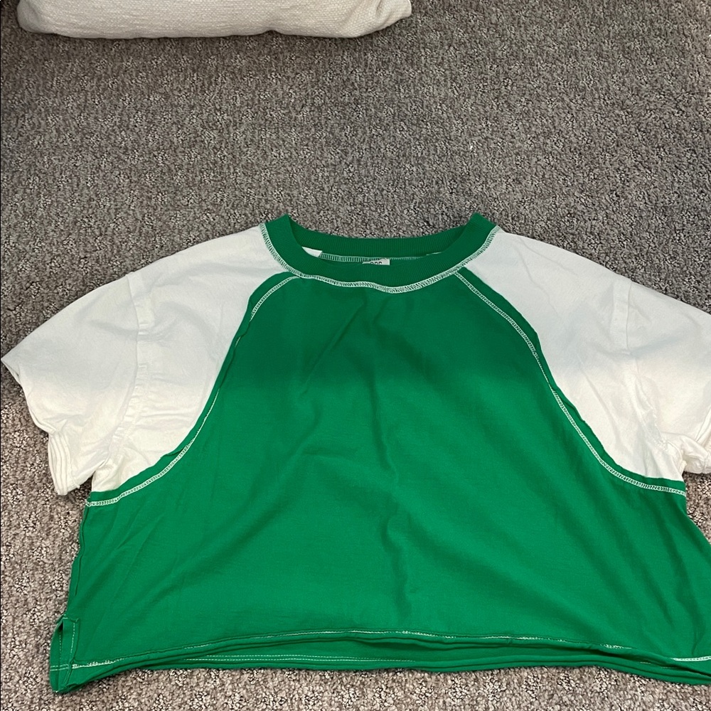 Urban Outfitters Green and White Crop Top